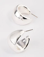 Silver Wide Chubby Hoop Earrings