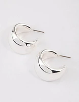 Silver Wide Chubby Hoop Earrings