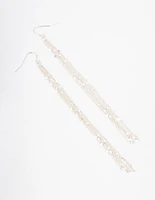 Silver Multi Row Chain Drop Earrings