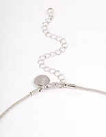 Rhodium Large Plain Heart Pendant Necklace
