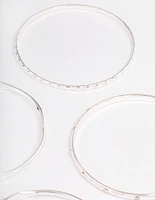 Silver Mixed Hammered Bangle 5-Pack