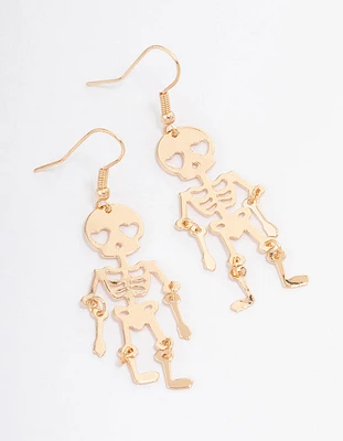 Gold Skeleton Drop Earrings