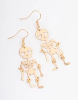 Gold Skeleton Drop Earrings