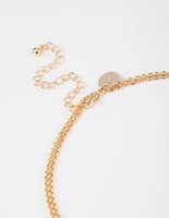 Gold Chunky Mixed Statement Double Layered Necklace