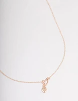 Rose Gold Heart Threader Necklace