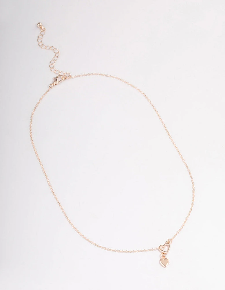 Rose Gold Heart Threader Necklace