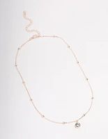 Rose Gold Diamante Satelite Chain Necklace
