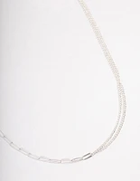 Silver Multi Size Chain Necklace