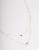 Silver Heart Double Row Necklace