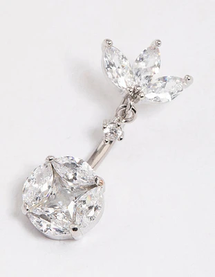 Surgical Steel Cubic Zirconia Triangular Fan Belly Ring