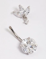 Surgical Steel Cubic Zirconia Triangular Fan Belly Ring