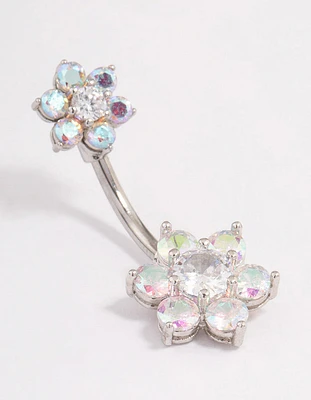 Surgical Steel Double Daisy Belly Ring