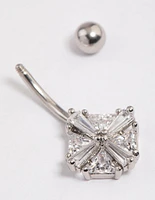 Surgical Steel Cubic Zirconia Square Baguette Belly Ring