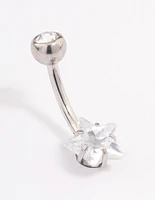 Surgical Steel Cubic Zirconia Bezel & Star Belly Ring