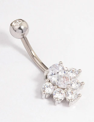Surgical Steel Cubic Zirconia Cluster Belly Ring
