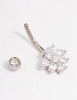 Surgical Steel Cubic Zirconia Cluster Belly Ring