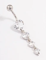 Surgical Steel Cubic Zirconia Heart Belly Ring