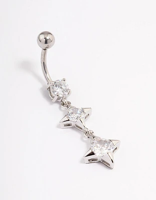 Surgical Steel Cubic Zirconia Star Drop Belly Ring