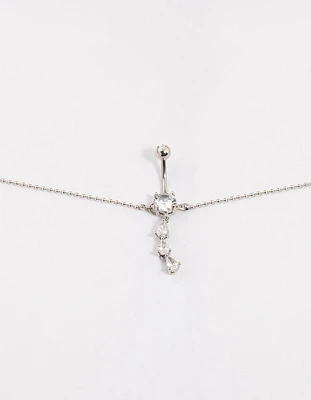 Surgical Steel Pear Drop Belly Ring Chain