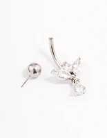 Surgical Steel Cubic Zirconia Tear Dangle Belly Ring