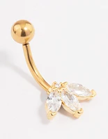 Gold Plated Surgical Steel Cubic Zirconia Classic Fan Belly Ring