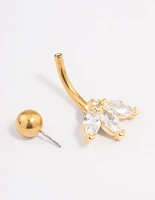 Gold Plated Surgical Steel Cubic Zirconia Classic Fan Belly Ring