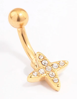 Gold Plated Surgical Steel Cross Mini Belly Ring