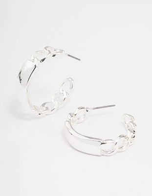 Silver Link Chain Hoop Earrings