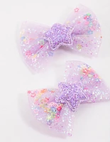 Kids Purple Star Bow Clips Pack