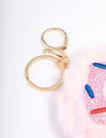 Kids Pink Fabric Donut Key Ring