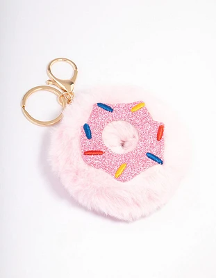 Kids Pink Fabric Donut Key Ring