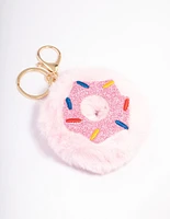 Kids Pink Fabric Donut Key Ring