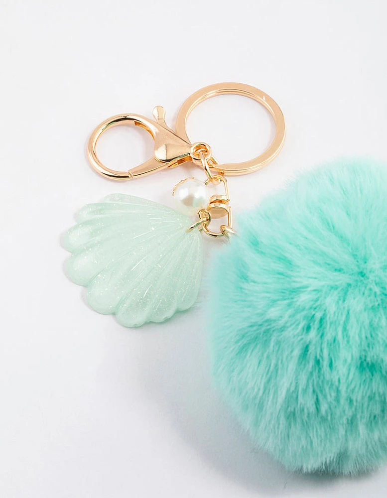 Kids Shell Pom Pom Key Ring