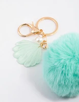 Kids Shell Pom Pom Key Ring