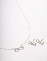 Silver Diamante Infinity Jewellery Set