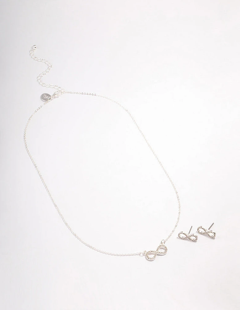 Silver Diamante Infinity Jewellery Set