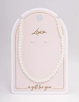 Silver Basic Pearl Strand Jewellery Set