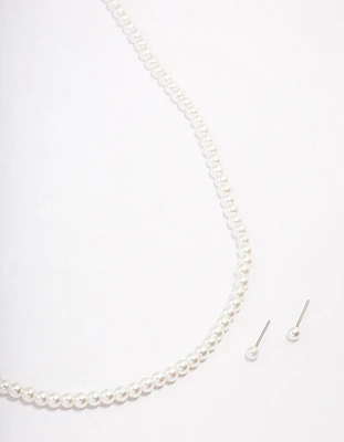 Silver Basic Pearl Strand Jewellery Set
