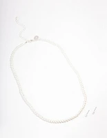 Silver Basic Pearl Strand Jewellery Set