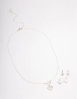 Silver T&O Heart Jewellery Set