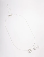 Silver Double Open Circle Jewellery Set