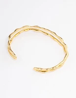 Gold Plated Double Molten Cuff Bangle