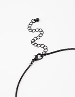 Coated Black Boxchain Large Diamante Cross Necklace