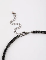 Gunmetal Cubic Zirconia Round Cupchain Earring & Necklace Set