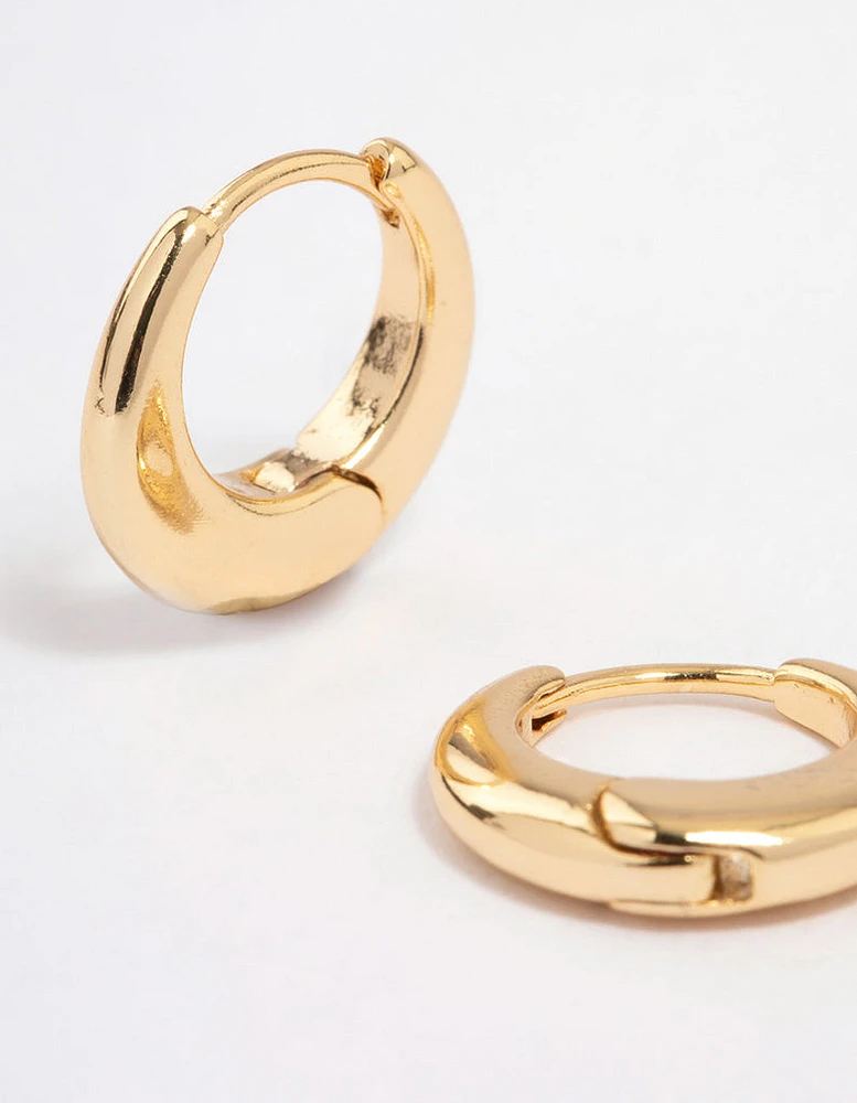 Gold Plated Mini Classic Graduated Huggie Earrings