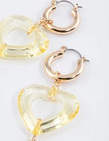 Gold Open Heart Pearl Drop Earrings