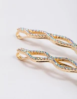 Gold Diamante Hair Clip Pack