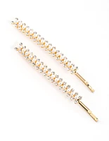Gold Pearl & Diamante Hair Clip Pack