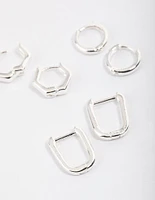 Silver Mini Shape Huggie Earrings Pack