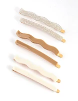 Gold Mixed Shape Hair Clips 6-Pack